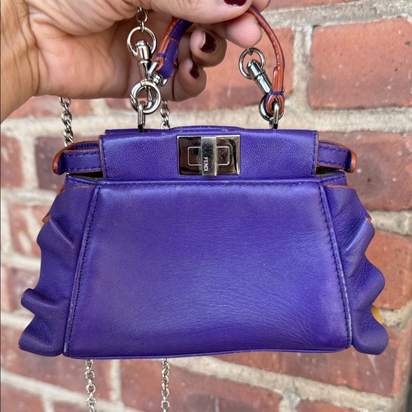 Fendi Handbags - Fendi Mini Top-Handle Bag in Vivid Purple with Tan Accents